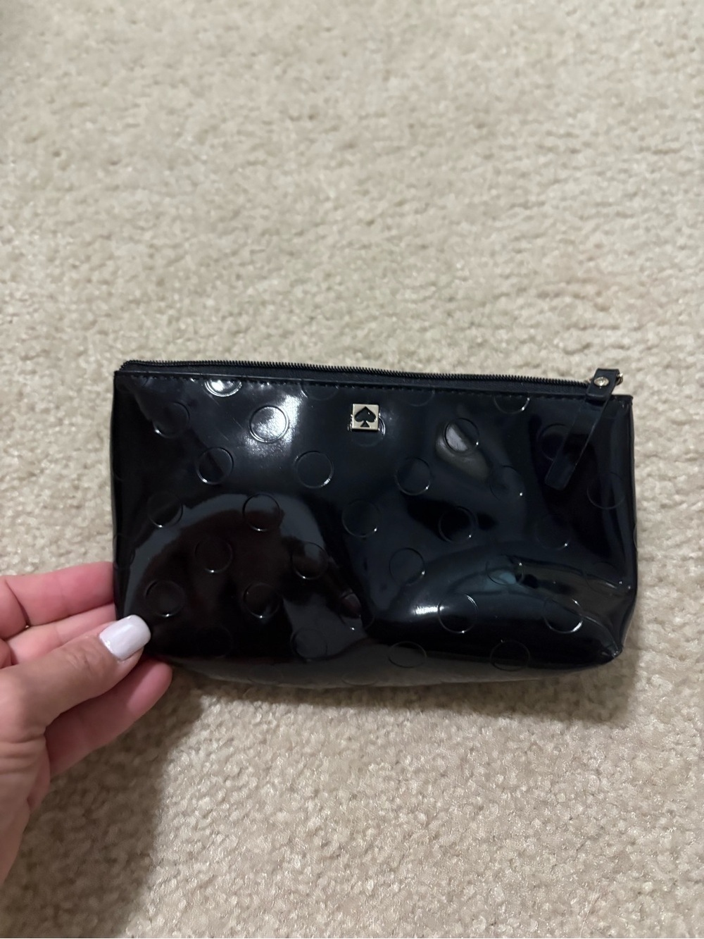 kate spade Black Patent Polka Dot Cosmetic Pouch